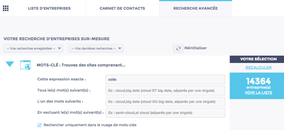 Recherche avancé par mots-clés simple
