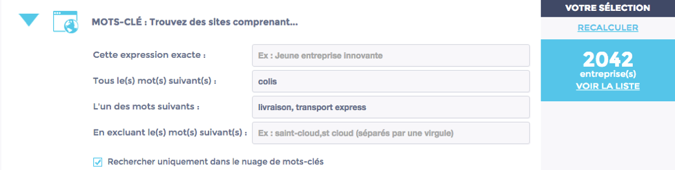 Nuage de mots clés activité